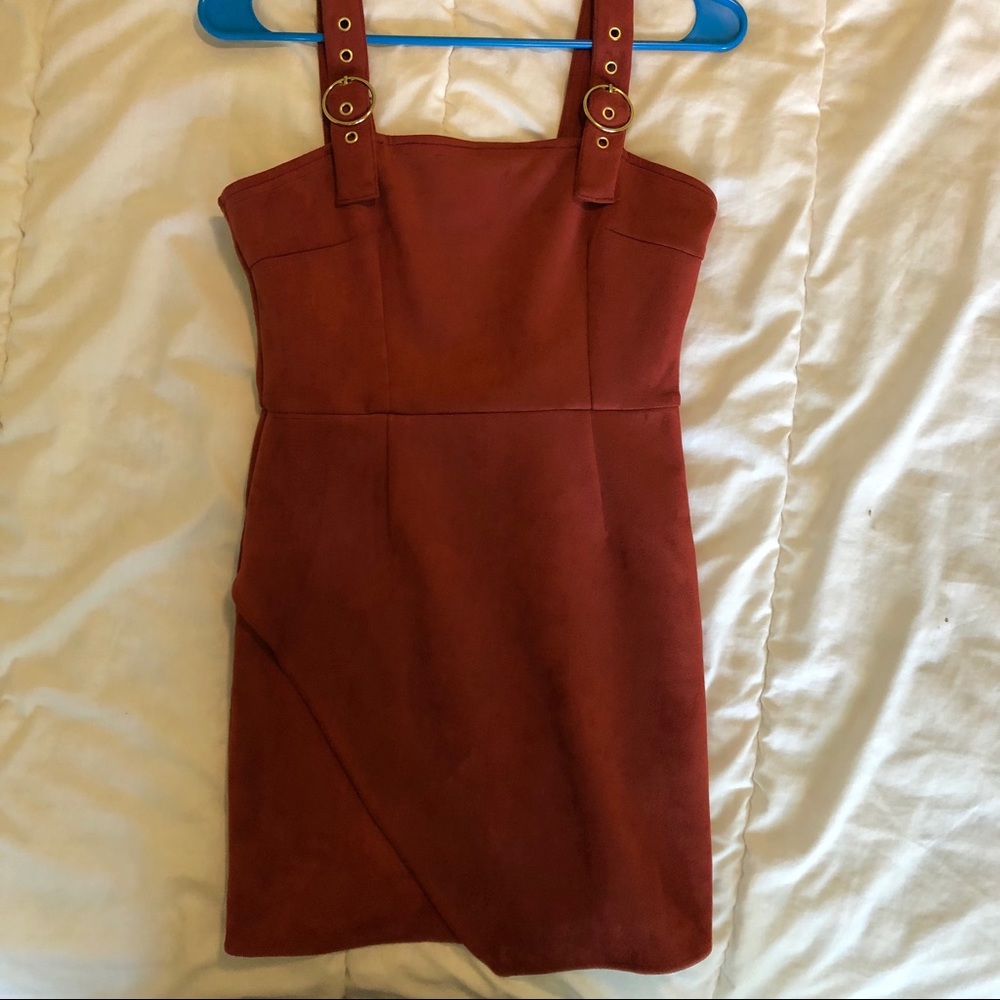 Brown/Burnt Orange Buckle Bodycon Dress